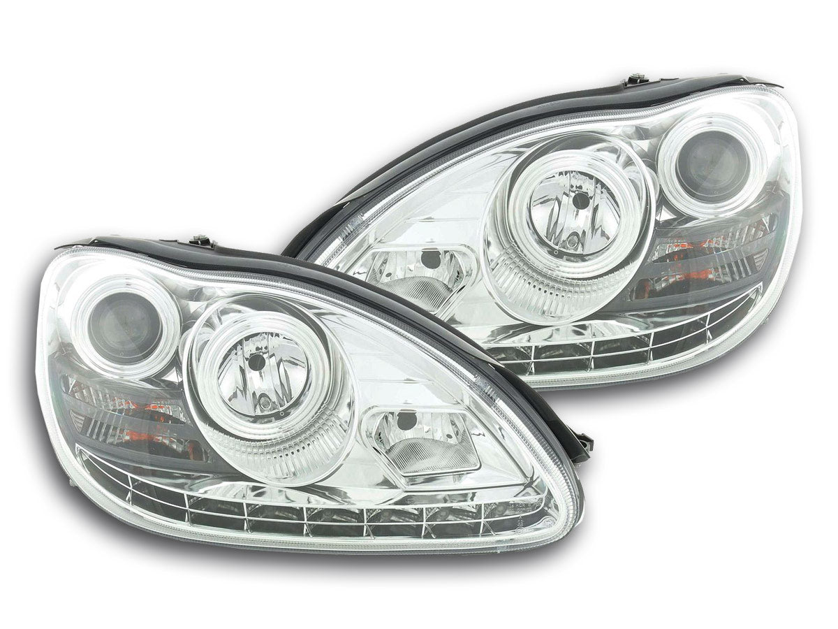 Scheinwerfer Set Daylight LED TFL-Optik Mini Cooper Typ R50 01-06 chrom Scheinwerfer Set Daylight LED TFL-Optik Mini Cooper Typ R50 01-06 chrom